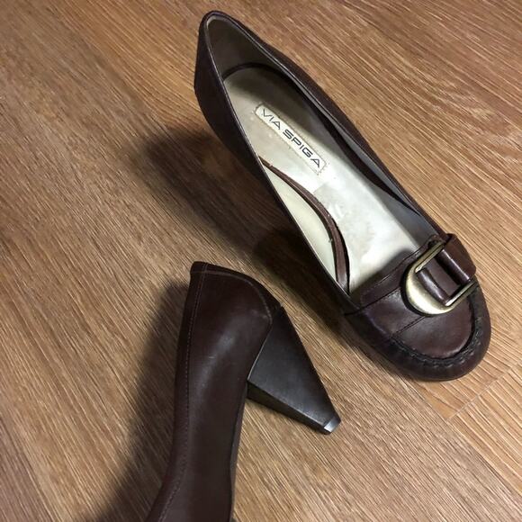 Via Spiga Brown Belted Heels Size 8.5 - Picture 1 of 5